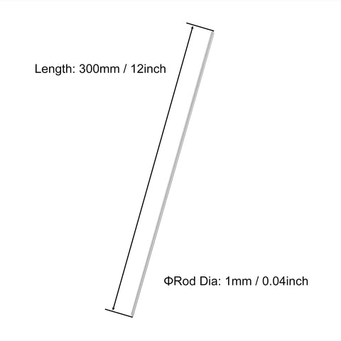 Diagram of 1mm By 300mm 304 Stainless Steel Round Rods - Rust Resistant Solid Shaft Bars For DIY Crafts, Model Cars, Helicopters, Airplanes