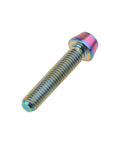 Wanyifa titanium bolt with rainbow finish, M5 thread, angled side view