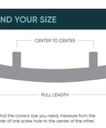Diagram showing center-to-center measurement for Brushed Brass 3 Inch Flared Cabinet Drawer Pull, Modern Crib Style Hardware
