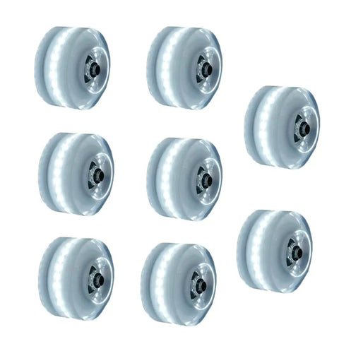 Light Up 58mm x 32mm Roller Skate Wheels With Bearings For Quad Skates And Outdoor Double Row Skating White 8 Pack 82A PU