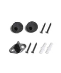 Sliding Barn Door Hangers I Shape Black 2 Pack For 170 Lb Doors Heavy Duty Fits 1 3 8 Inch To 1 3 4 Inch Panels Solid Steel Construction With POM Wheels Includes 2 Hangers 4 Long Screws End Caps Floor Guide set components