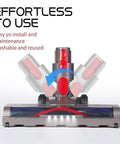 Floorhead Roller Brush Attachment With LED Headlights For Dyson V7 V8 V10 V11 V15 Vacuums showing easy install feature.