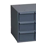 Heavy Duty Gray Cold Rolled Steel Storage Cabinet With Four Packs Of High Density Small Parts Drawers, front view with multiple drawers.