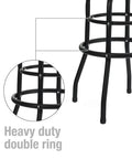 Heavy-Duty Steel Garage Shop Stool With Swivel Cushion Seat, Four Sturdy Legs, 360 Degree Foot Rings, Black Powder Coated Frame And Footrest, Single Pack