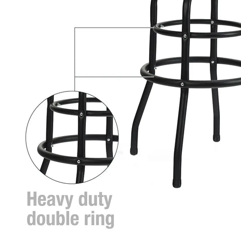Heavy-Duty Steel Garage Shop Stool With Swivel Cushion Seat, Four Sturdy Legs, 360 Degree Foot Rings, Black Powder Coated Frame And Footrest, Single Pack