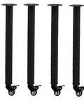 Four Pack Heavy Duty Metal Furniture Legs With Swivel Casters Thickened Steel Table Base shown from the side with black finish.