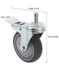 Heavy Duty Swivel Caster Wheels 2 Pack Locking Castors, 16cm tall, TPR wheel, ideal for mop buckets and utility carts.