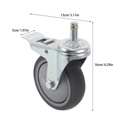 Heavy Duty Swivel Caster Wheels 2 Pack Locking Castors, 16cm tall, TPR wheel, ideal for mop buckets and utility carts.