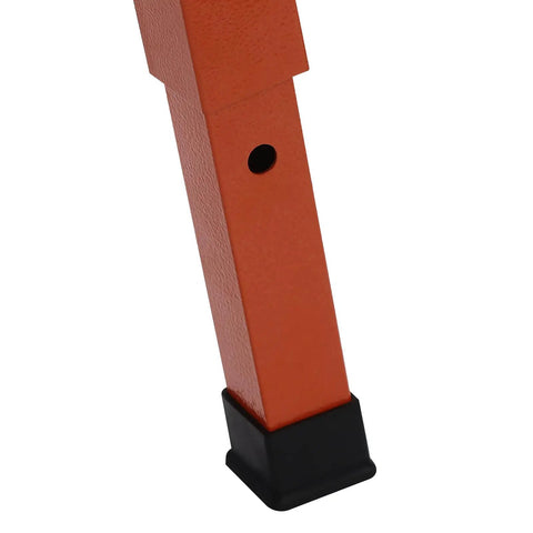 Close-up view of the leg of a Heavy Duty Portable Welding Table Built Tough With A Rock Solid 1000 Lb Load, showing adjustable foot.
