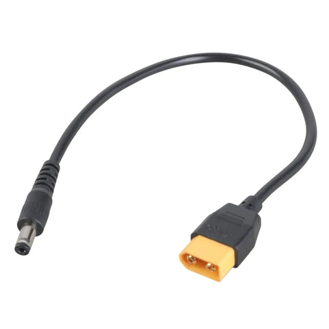Male to DC5.5x2.1mm or 2.5mm 5A Charging Cable 20AWG Heavy Duty Power Lead with PVC Jacket, showing connectors and flexible wire