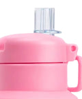 Close-up of pink Foldable Water Bottle With Leak Proof Locking Lid For Outdoor Adventures Portable Travel Flask Silicone Sport Bottle