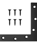 Rock Solid Heavy Duty Flat L Brackets For Wood And Furniture Repair 8 Pack Matte Black Corner Brace Support Badass 120mm Steel Mounting Hardware Built Tough with screws.