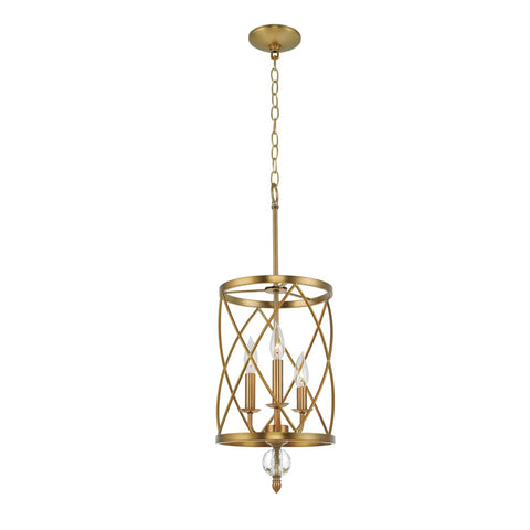 Eleanor 27 Inch Traditional 3 Light Cylinder Pendant Chandelier With Adjustable Height In Antique White Finish hanging view