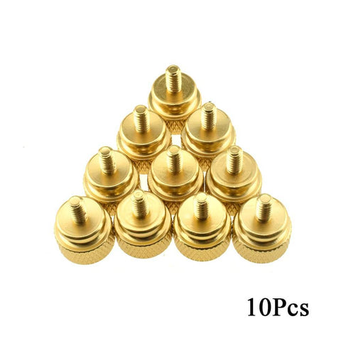 Anodized Aluminum Thumb Screws 6-32 Thread, Large Knurled Head Cage Mounts, Hand Tighten Easy Grip For Computer Case PCI Slot, Gold Finish, 10 Pack