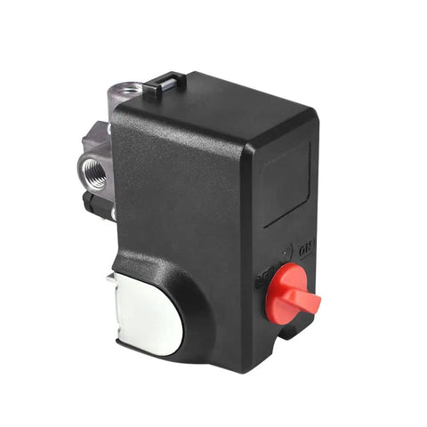 Replacement Pressure Switch For MDR 11/11 EA, 26 Amp, 120/240V, 120-155 PSI, Plug And Play Install, black housing, red toggle