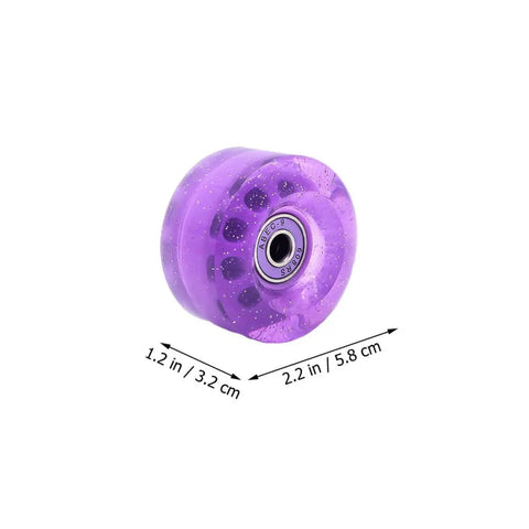 Side view of single purple roller skate wheel with dimensions, part of 4 Pack Purple Dope Roller Skate Wheels 82A High Elastic PU For Outdoor Quad Skates Replacement Parts Non Light Up Decorative Wheel Set For Beginners And Pro Riders.