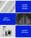 Badass LMF16LUU Long Round Flange Linear Ball Bearings Delivering Ridiculously Smooth Motion With 16mm Bore And 28mm OD Measuring 70mm In Length Featuring Rock Solid Double Side Rubber Seals For CNC Workflows close-up of the bearing and flange.