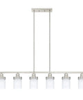 Six Light Kitchen Island Chandelier In Brushed Nickel Finish Modern Pendant Ceiling Light With Frosted Glass Dope Look