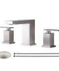 Brushed Nickel Widespread Bathroom Faucet 3 Hole 2 Handle Vanity Sink Faucet Stainless Steel With Drip Free Ceramic Disc Valves