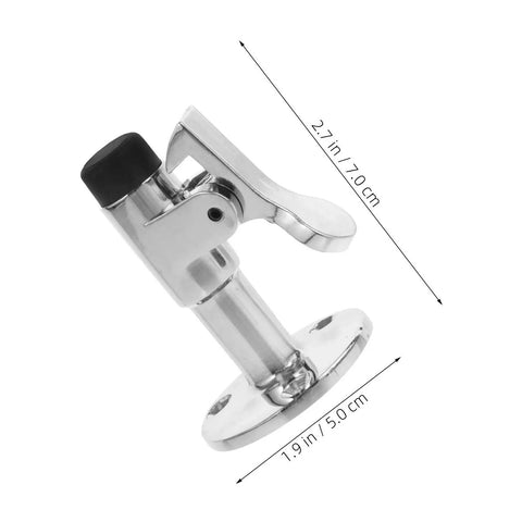 Rugged Polished Silver Stainless Steel Boat Yacht Marine Door Stopper Catch with dimensions 2.7in height and 1.9in base.