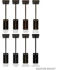 Collection of Bradford Shelf Brackets in various finishes including Antiqued Brass, Bronze, Copper, and Powder Coated Black.