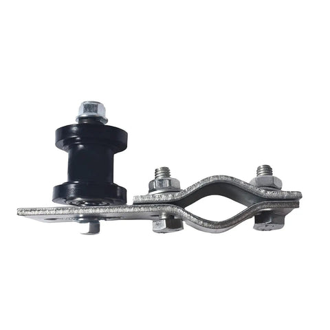 Slick Upgraded Heavy Duty Chain Tensioner Adjuster With 8MM Steel Guide Wheel for 49CC To 80CC motorized bike close-up.