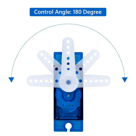 10 Pack SG90 9G Micro Servo Motors For RC Toys And Arduino Projects, highlighting control angle rotation, smooth operation