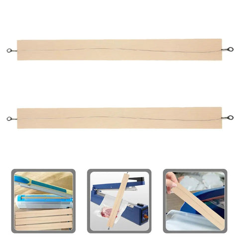 Top Shelf Replacement Heating Strip For Hand Sealer Two Pack Cloth And Tungsten Wire 2Mm Heat Element For Vacuum Shrink Wrap Bags showing two long heating strips.
