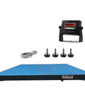 Built Tough Six By Four Platform Floor Scale One Thousand Pound Capacity NTEP Certified with heavy steel frame and blue anti-slip surface.
