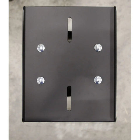 Beefed Up Floor Stand For Bench Grinders That Brings Beast Mode Stability To Your Daily Grind With Straightforward Mounting And Universal Garage Fitment Plus Extra Reinforcement top view of the sturdy black base featuring bolt holes.