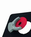 Rock Solid Metal Router Table Insert Plate Featuring Quick Adjust Centering Rings For Seamless Milling And Top Tier Woodworking Crafts Heavy Duty Workshop Essential That Just Works, showcasing gray handle and red centering ring.