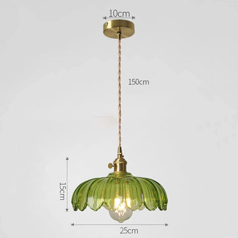 Dope Farmhouse Glass Lotus Pendant Light With Adjustable Cable For Loft Living, Industrial Vintage Chandelier, E26 Brass Holder