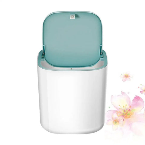 Knock Out Your Laundry Hustle With Slick Portable Mini Washing Machine Featuring Blue Drum Spin Freshens Underwear Socks And Delicates Fast At Home Or On The Road, compact design with turquoise lid.