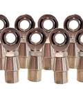 5/8 Inch Aircraft Grade 4130 Chromoly Heim Joint Rod Ends Set Of 8 Zinc Plated Suspension Parts close-up view of rod ends for steering linkage.