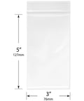 3 By 5 Inch 6 Mil Zipper Reclosable Bags Pack Of 100 Heavy Duty Poly Storage Bags For Food Safe Storage And Easy Small Parts Organization Grab And Go Snack Prep For Home Kitchen And Office clear 3x5 zipper bag shown with 5 in x 3 in dimensions