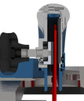Cross-section view of Blade-Lock Table Saw Blade Change Tool for 10 inch saws, highlighting secure clamp and rugged cast aluminum housing.