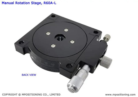 Manual Rotation Stage With 360 Degree Coarse Rotation Plus Or Minus 5 Degree Fine Lock, 1 Degree Dial Graduation, black 60 mm Table