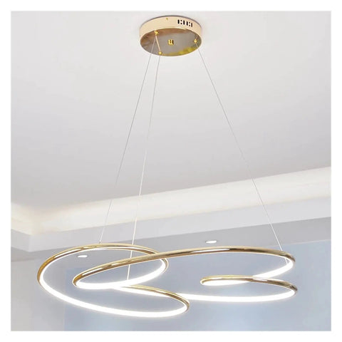 Modern LED Pendant Light for Kitchen Office Suspension Hanging LED Pendant Lamp, GoldWarmWhite, Dia55cmxH100cm, minimalist design.