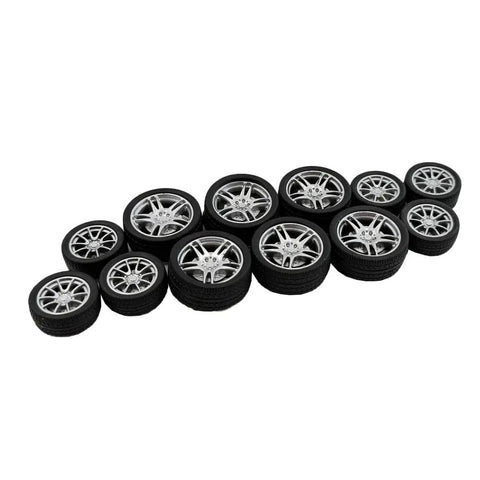 12 Pcs RC Car Tire Wheel Kit With Rubber Wheels And Premium Round Rod Shafts For RC Cars Trucks Robots Boats And Helicopters DIY