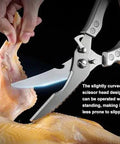 Rugged Stainless Steel Kitchen Scissors For Cooking And Poultry, cutting chicken with sharp blades, 1 Pack, stainless steel handles