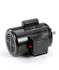 Heavy Duty Three Quarter Hp 1800 Rpm 56 Frame Single Phase Electric Motor 230 115 Volt Built Legit Tough Farm Workhorse Kickin High Torque Reversible Super Smooth Ready To Roll Rig side view showing motor design and features.