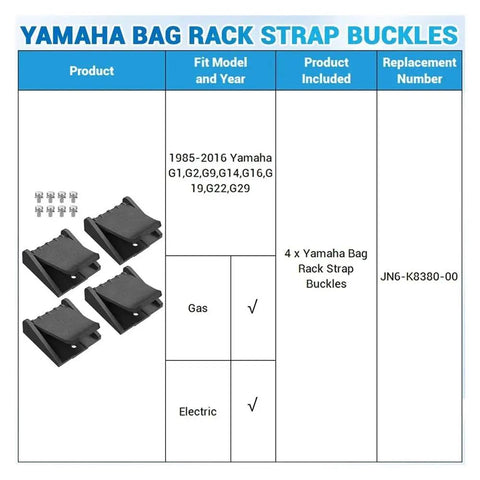 4 Piece Bag Rack Strap Buckle Set For YMH G1 To G29 Golf Carts Replacement Parts 1985 To 2016 on compatibility chart