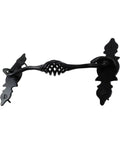 Door Latch Lock 6.6 In Black Birdcage Style Wrought Iron Hook And Eye Latch For Doors With Mounting Hardware, side view