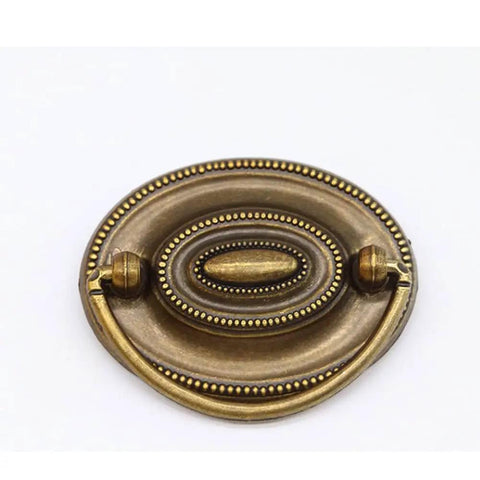 Ring Pull Cabinet Handles Set Six Pack Brass Bronze Finish For Dresser Cupboard Wardrobe Drawer 80x57mm Pulls For Bedroom Kitchen Home Decor Old School Vintage Style Hardware