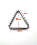 Stainless Steel 316 Marine Grade Triangle Ring Buckle Welded V Shaped Heavy Duty Ring with dimensions labeled