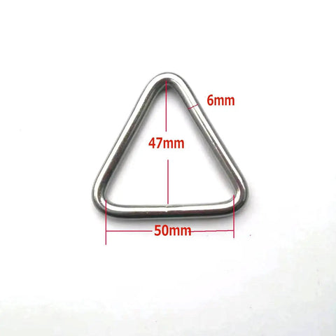 Stainless Steel 316 Marine Grade Triangle Ring Buckle Welded V Shaped Heavy Duty Ring with dimensions labeled