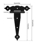 Hella Heavy Duty Black Strap Hinges For Shed Barn Doors And Wooden Fences Top Shelf Gate Hardware With Mounting Screws, 6.25 inch hinge detail.
