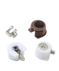 Heavy Duty Cam Lock Pins Set 40-Piece Concealed Cabinet Connectors, zinc alloy connectors and brown plastic cam for furniture assembly.