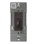Pro Level 150 Watt Toggle LED Dimmer Switch For Smooth Flicker Free Lighting And Big Time Brightness Control With Slick Brown Wall Plate, front view.
