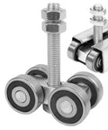 Heavy Duty 4 Wheel Trolley Assembly Rollers With Rust Resistant Galvanized Body High Carbon Steel Core For No Sweat Cart Repairs and Reliable Gear Hauling On Any Project Or Daily Grind close-up of caster wheels with bolts and bearings